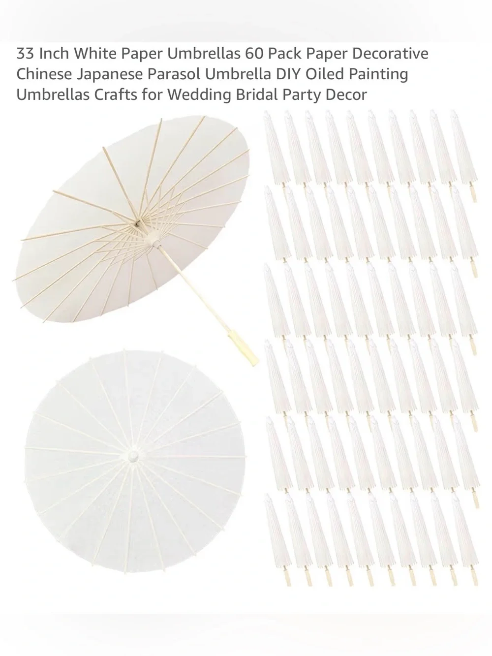 White Paper Parasol - Decorative Wedding Sun Parasol